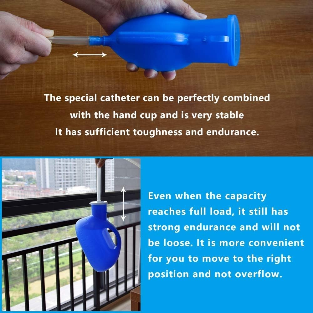 2000ml Portable Urinal for Men Set with Lid Tubing Funnel Brush Leak Proof Car