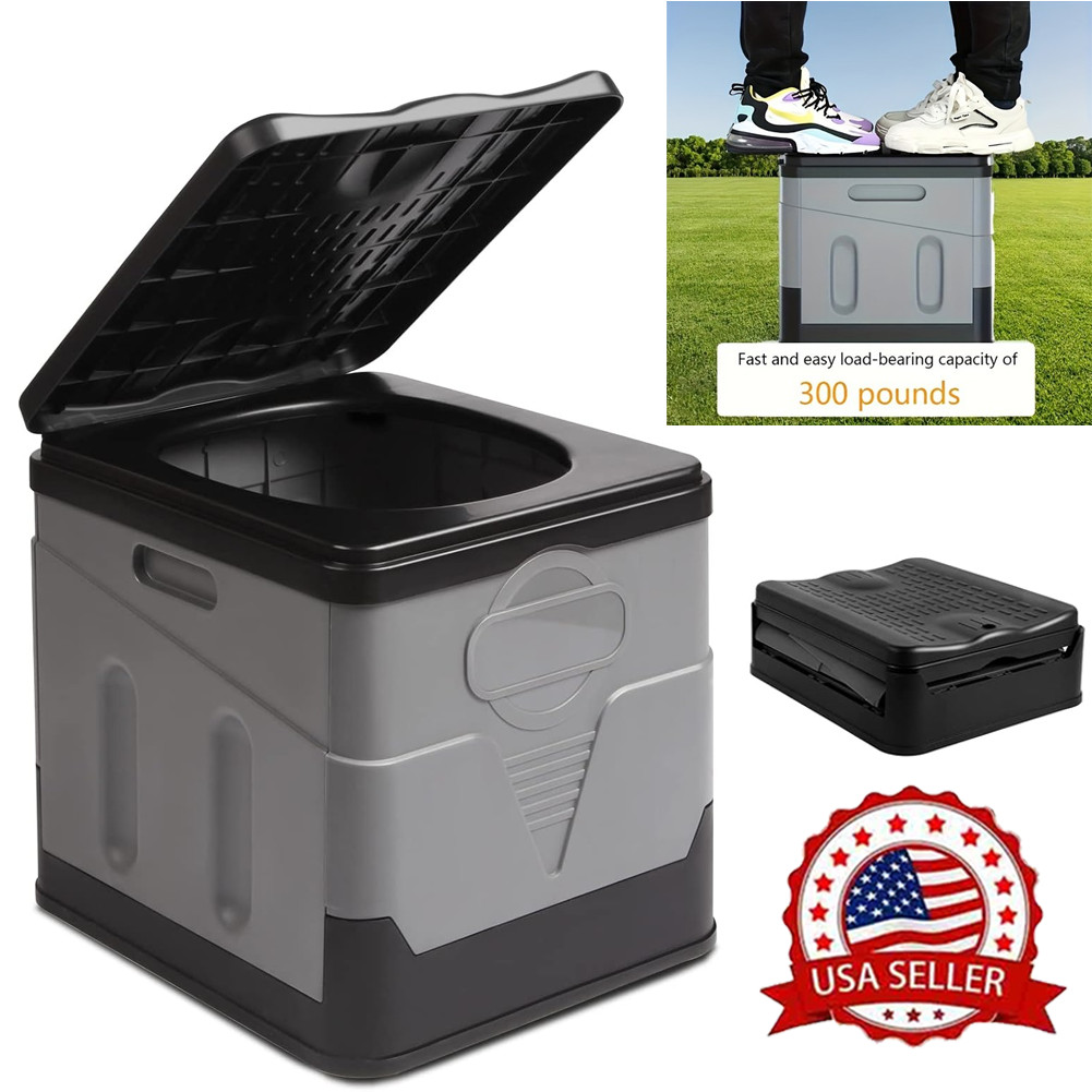 Portable Toilet for Adults, Upgraded Camping Toilets Collapsible Toilet 11.8”