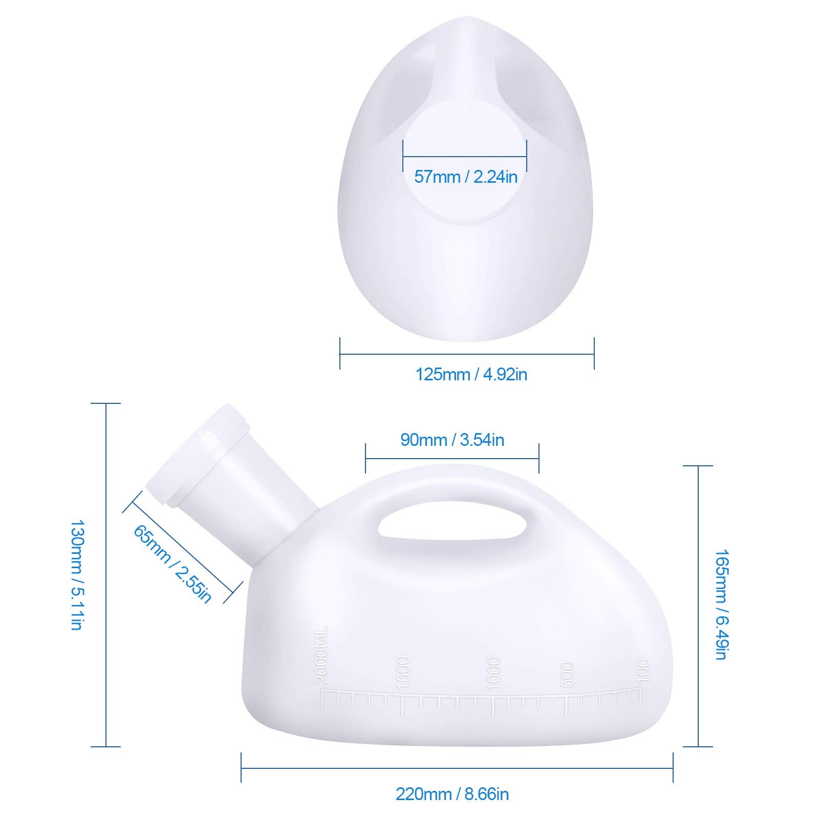 Unisex Potty with Lid and Funnel, Portable Pee Bottle for Men and Women, 2000ml