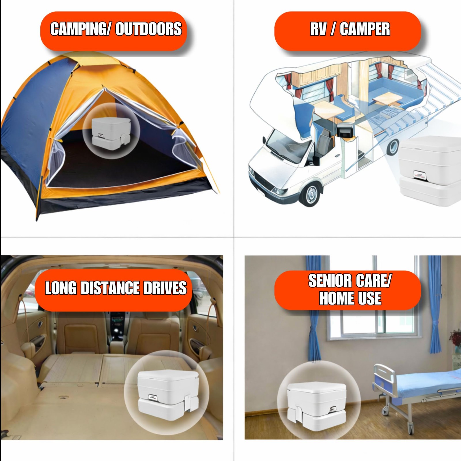 SEAFLO Portable Toilet for Marine, RV, Camping and Boat (2.6 Gallon)