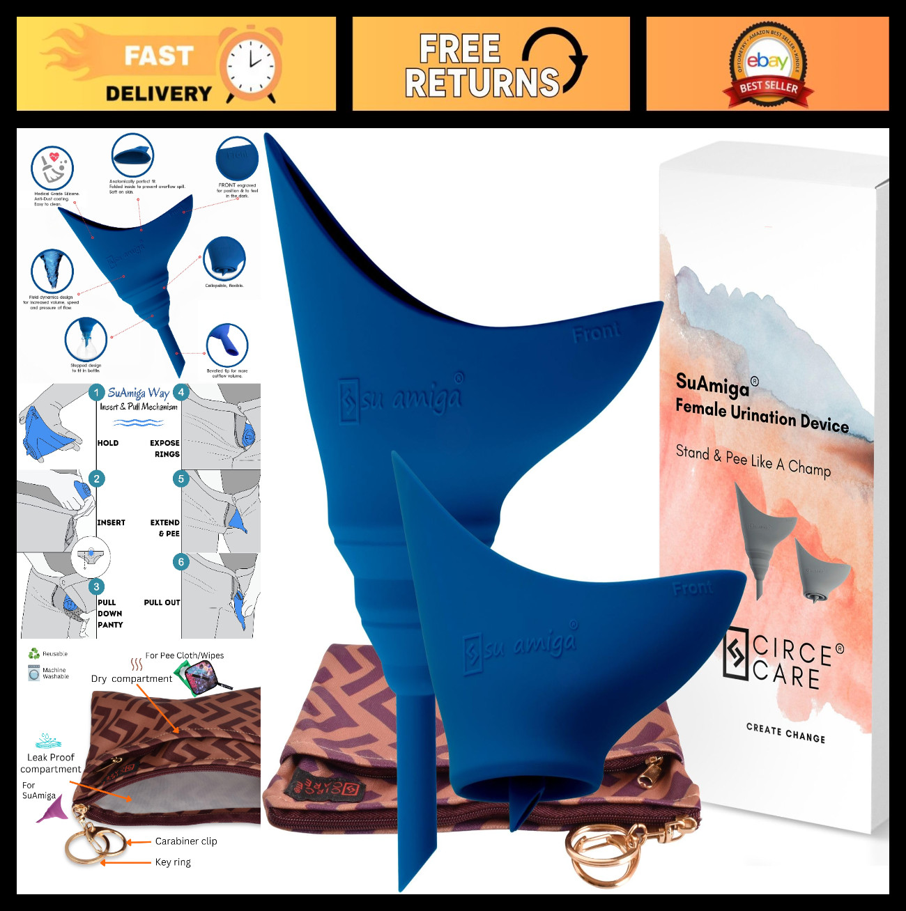 Portable Female Urination Device – Collapsible Urinal for Women, Travel & Outdoo