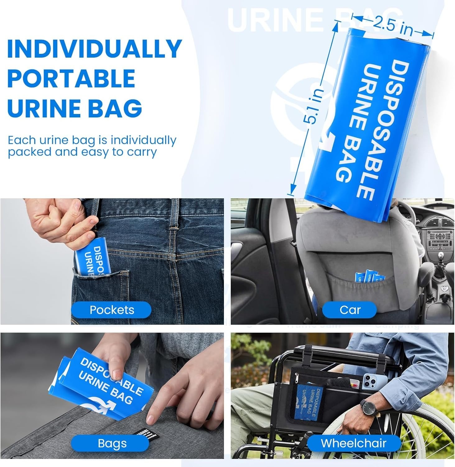 Disposable Urine Bag, 12PCS Pee Bags for Travel for Women Men, 900ML Portable…