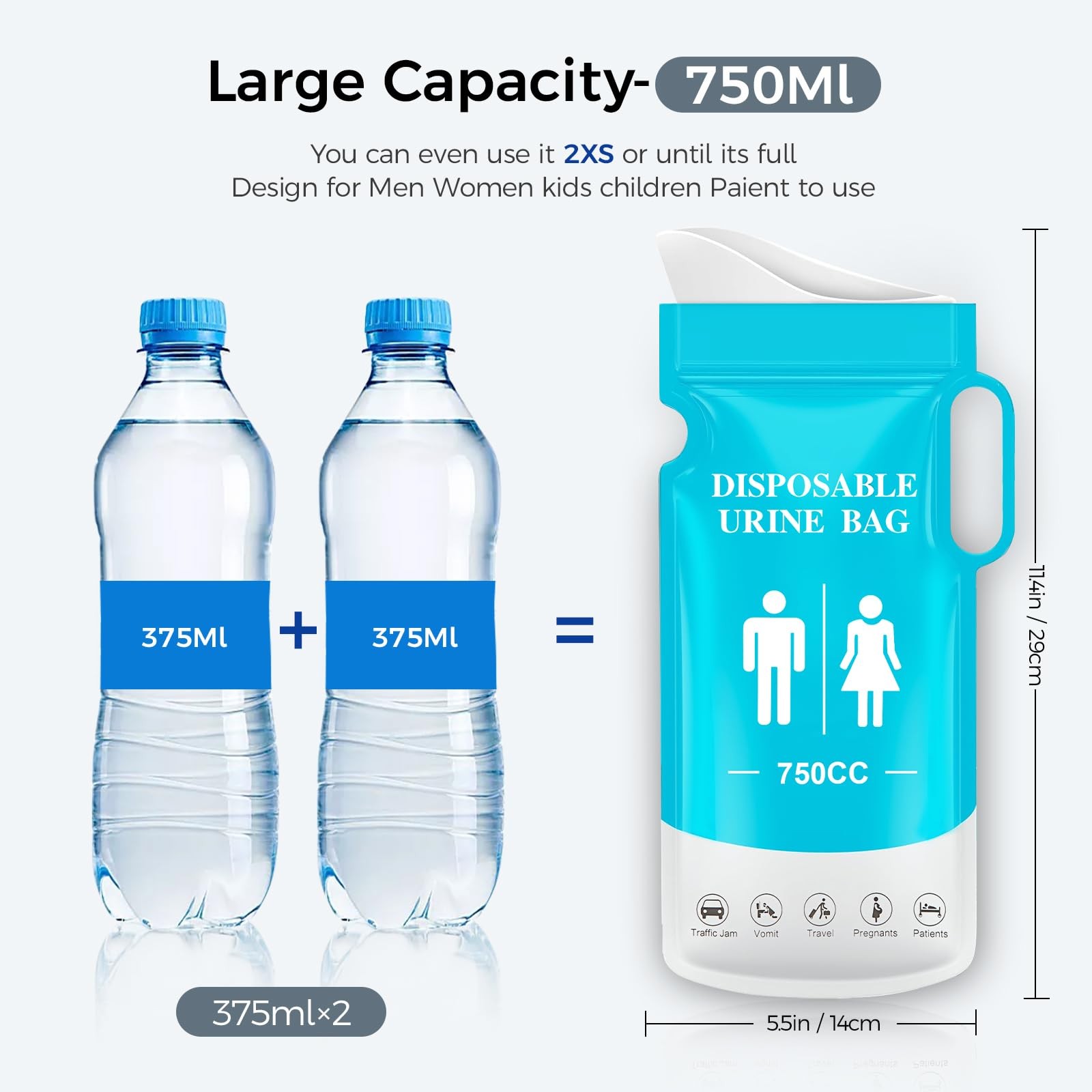 750ML Emergency Disposable Urinal Bags,12 PCS Vomit Bags,Female Urinal for Wo…