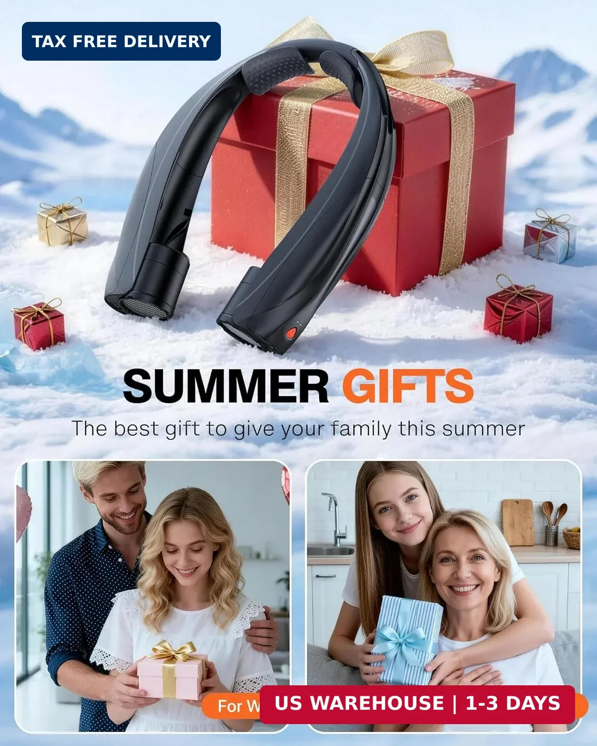 Portable Neck Fan, 6000mAh Personal Fan, 360° Cooling Rechargeable Wearable Fan,