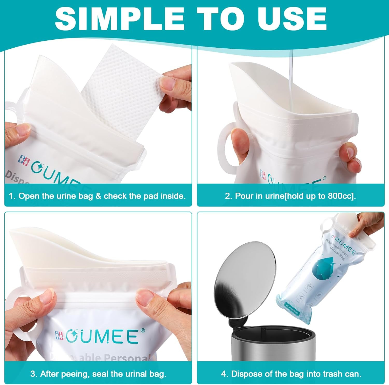 800ML Emergency Disposable Urinal Bags, 8/12/20/23/28 Pcs Camping Pee Bags Unise