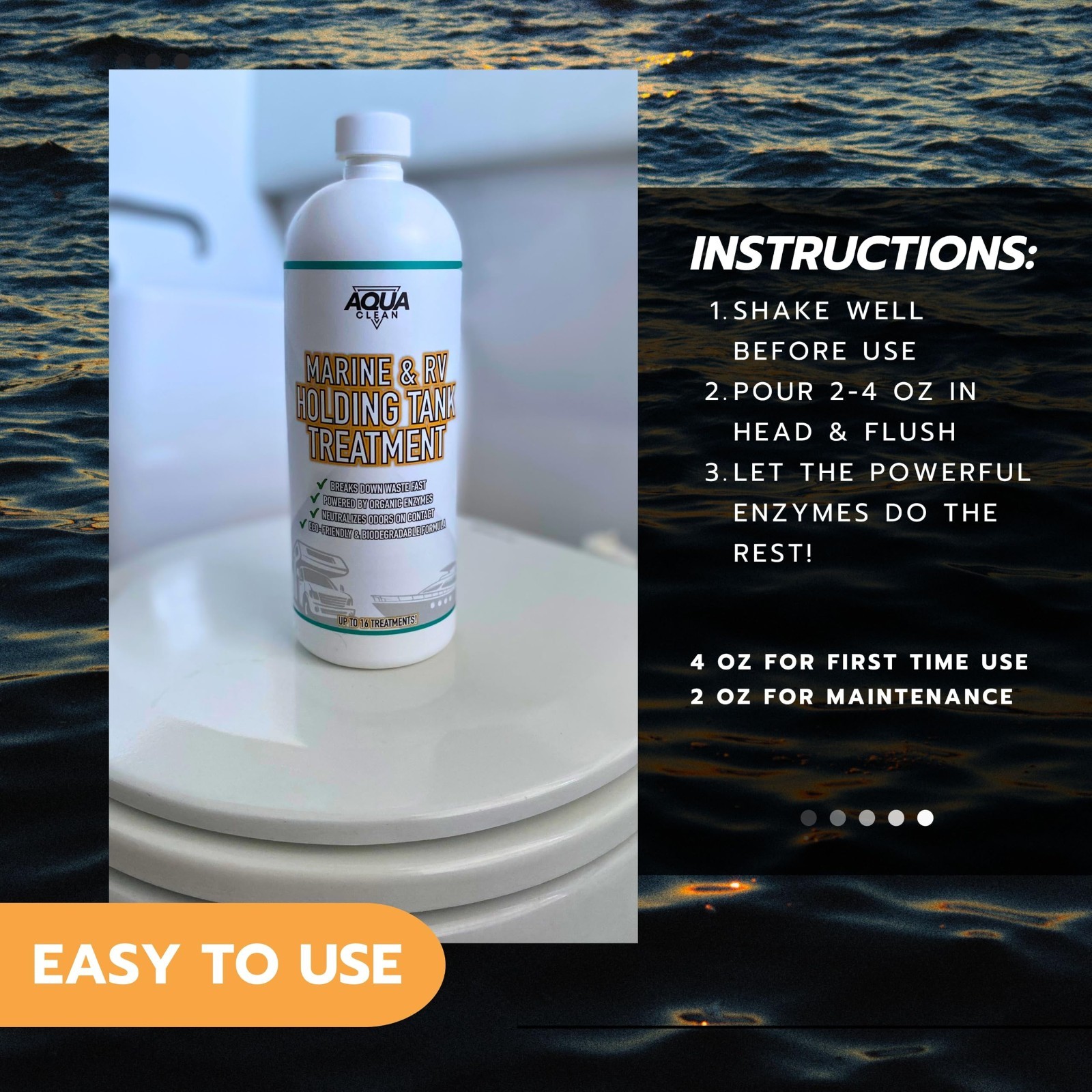 Enzyme Holding Tank Treatment & Deodorizer for RV, Marine & Portable Toilets – 3