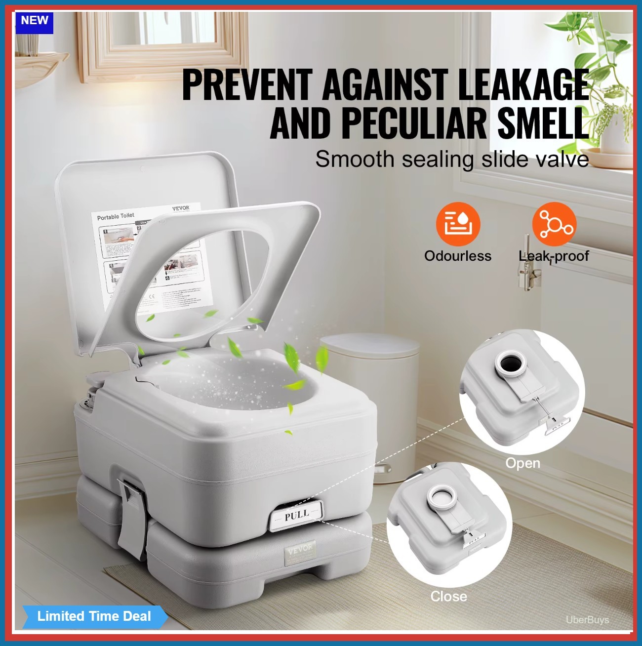 Portable Toilet for Camping Pressurized Flush Commode Cyclone Flushing