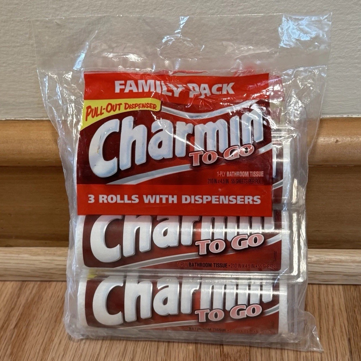 Vintage NOS Pack Of 3 Charmin To Go 55 Sheet Toilet Paper Tissue Travel Roll