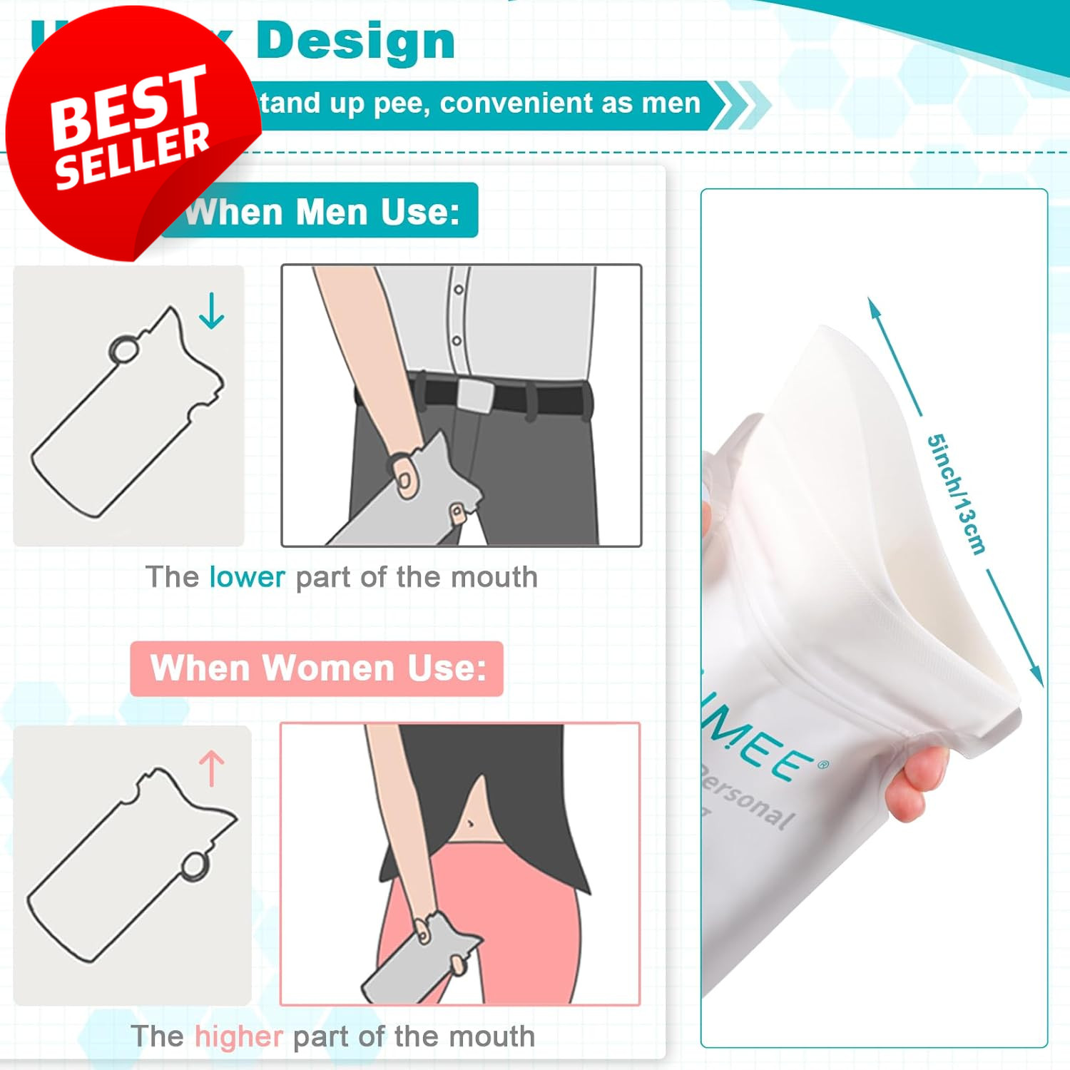 800ML Emergency Disposable Urinal Bags, 8/12/20/23/28 Pcs Camping Pee Bags Unise