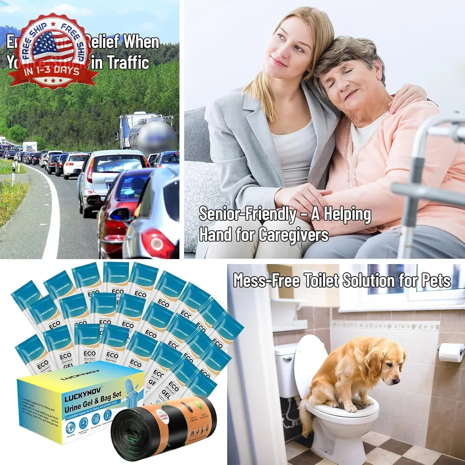 25 Portable Toilet Bags with 25 Poo Gels, 8 Gallon Leak-Proof Camping Toilet Was