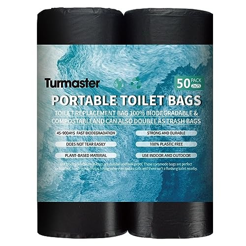 25/50 / 75 Pcs Portable Camping Toilet Bags,5 Gallon Compostable Toilet 2 Rolls