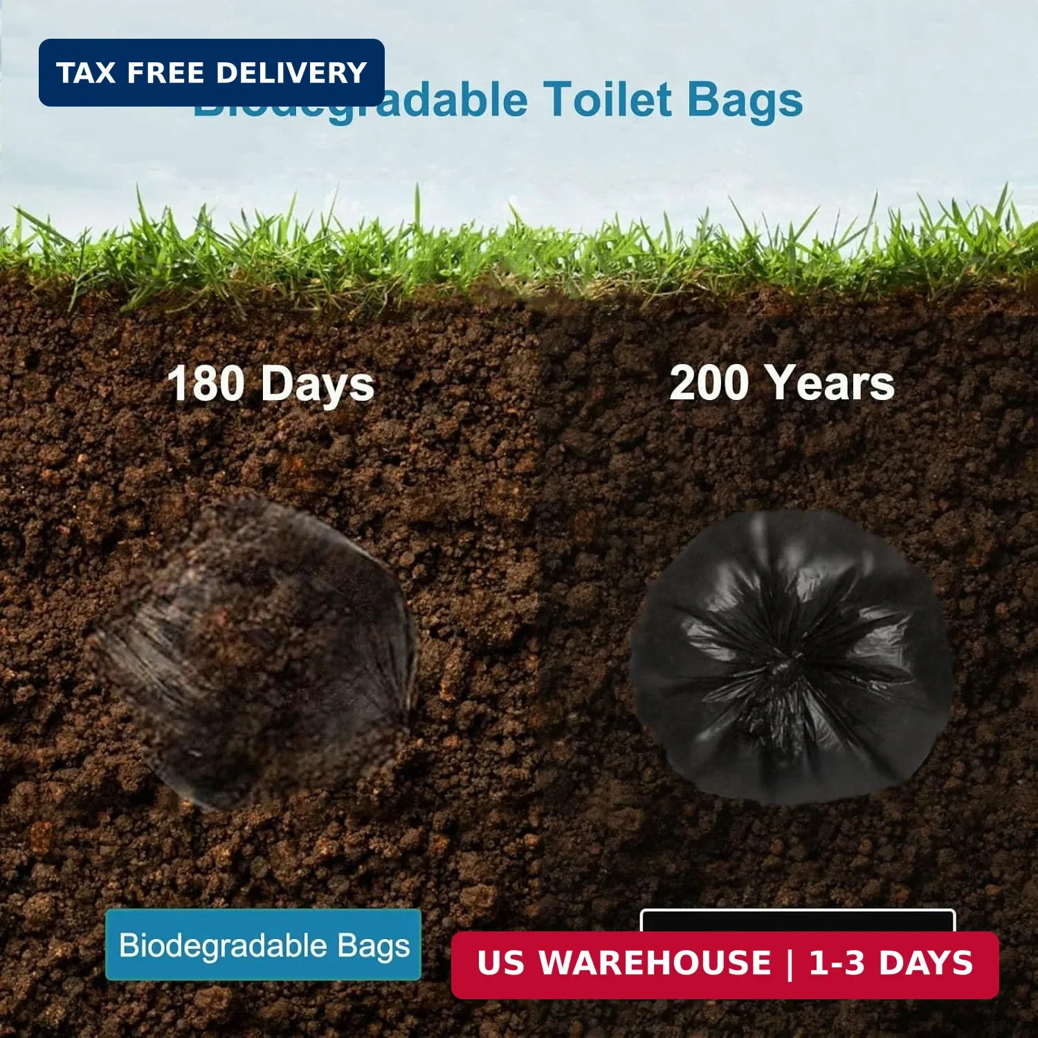 80 PCS Portable Toilet Bags with Drawstring, Biodegradable Porta Potty Bags – 8