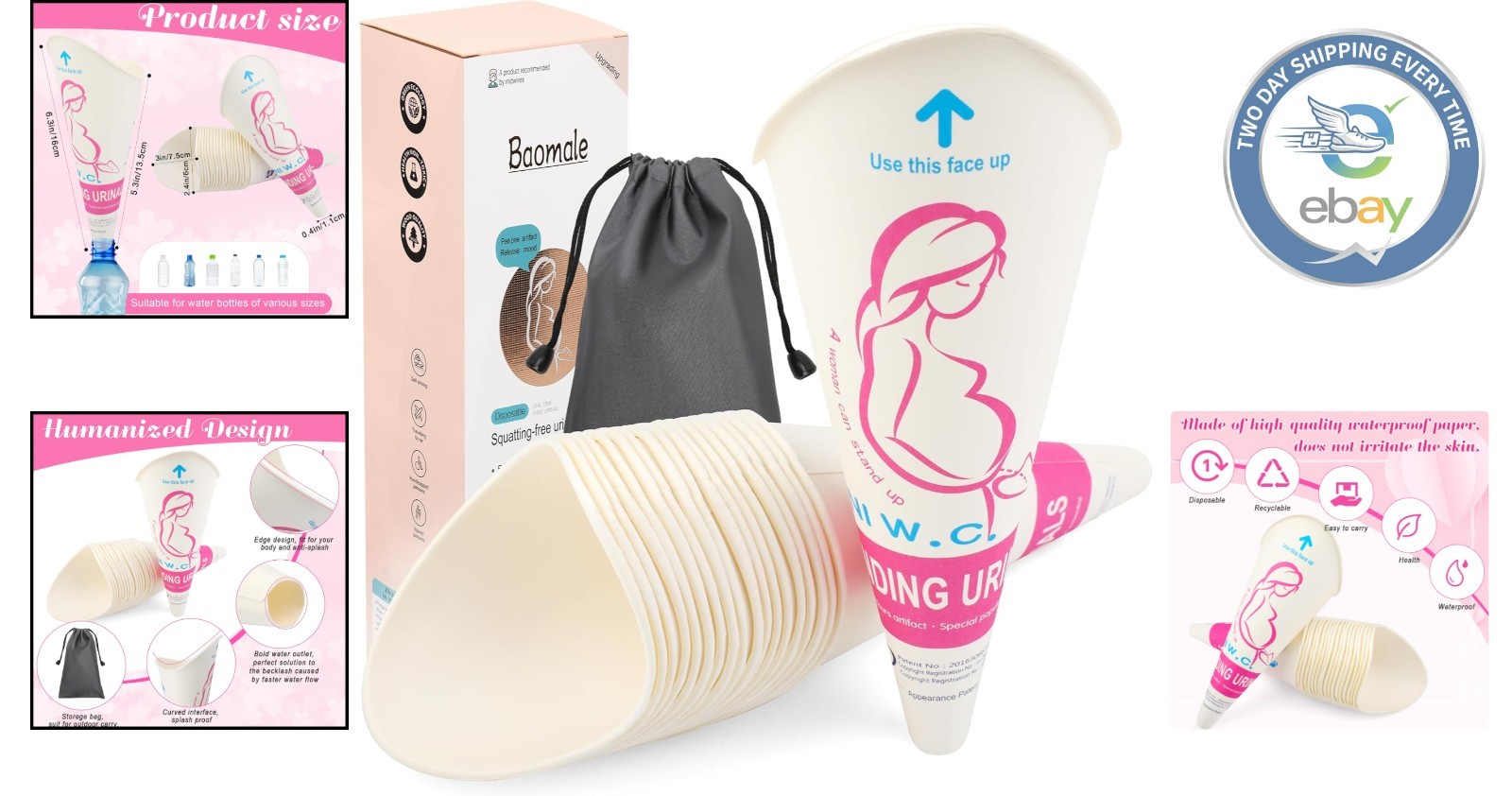 20 Disposable Waterproof Pee Cups for Women – Perfect for Camping and Hiking