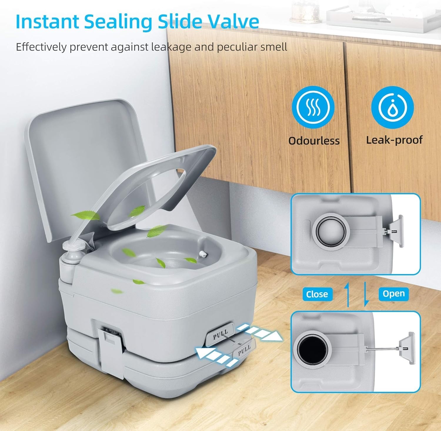 Durable 2.6 Gallon Portable Travel Toilet with Handle Flush Pump for Camping