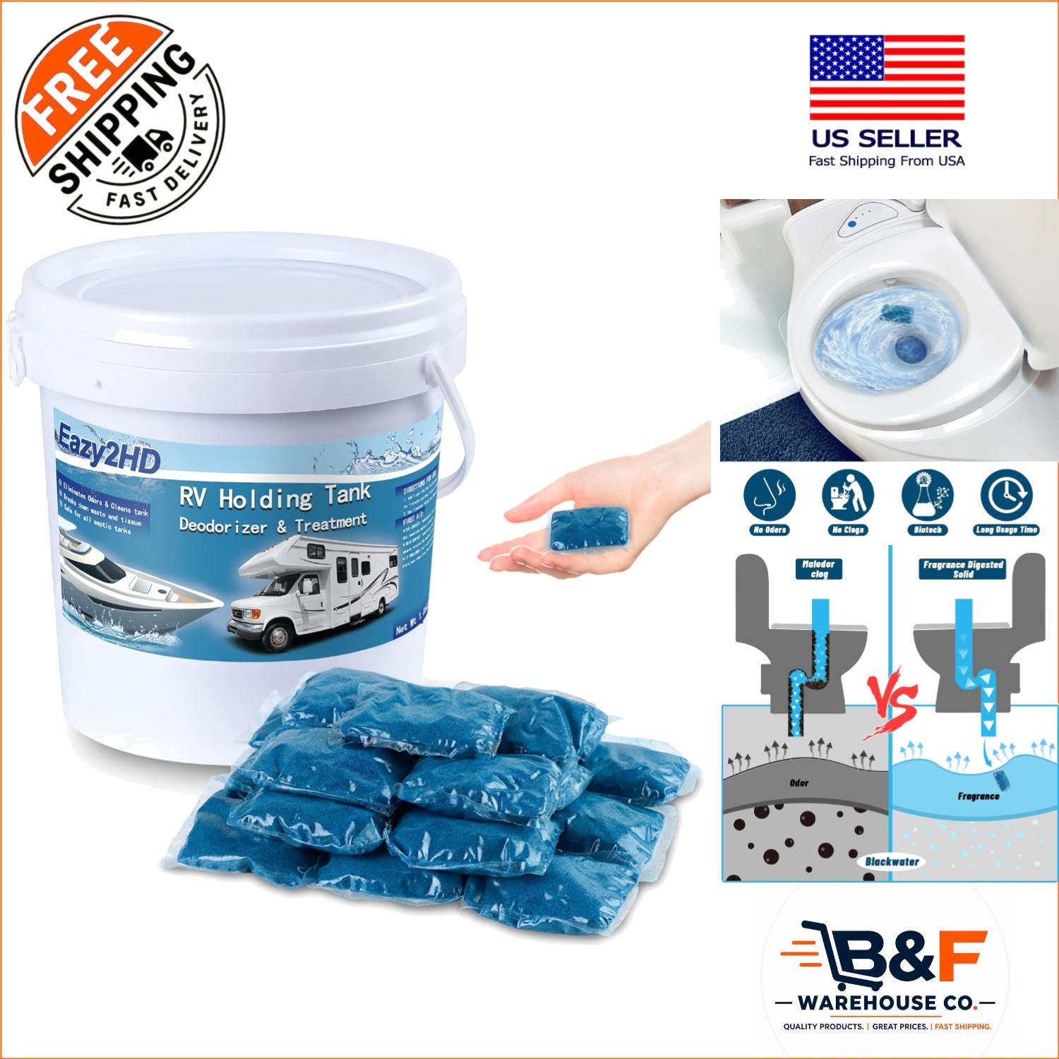 Effective 50 Count RV Toilet Deodorizer – Biodegradable Capsules for All Seasons