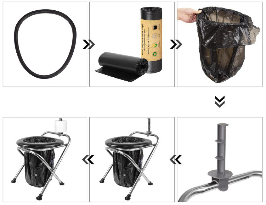 Portable Camping Toilet, 350lbs Foldable Stainless Steel Travel Toilet