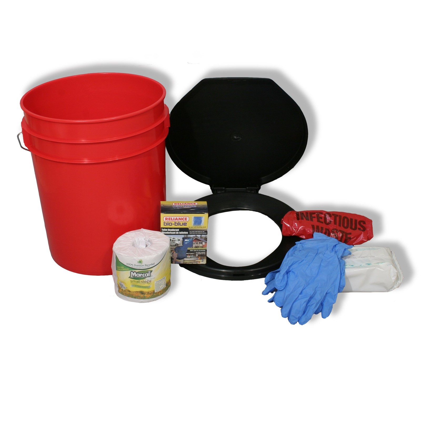 Ready America 71640 Lockdown Toilet Bucket Kit, 1-4 Person Red