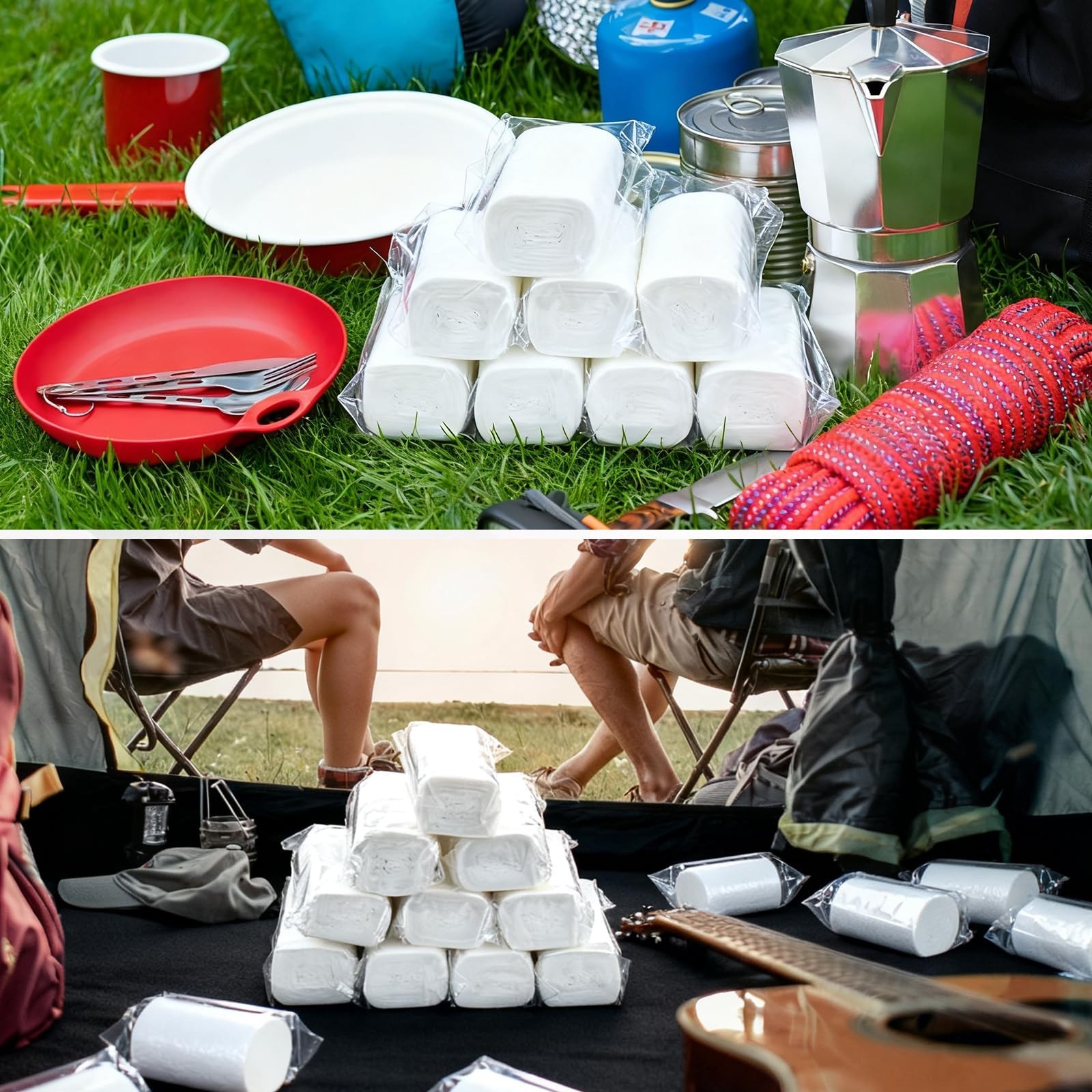 12 PCS Portable Soft Coreless Toilet Paper – Individually Wrapped Camping Tissue