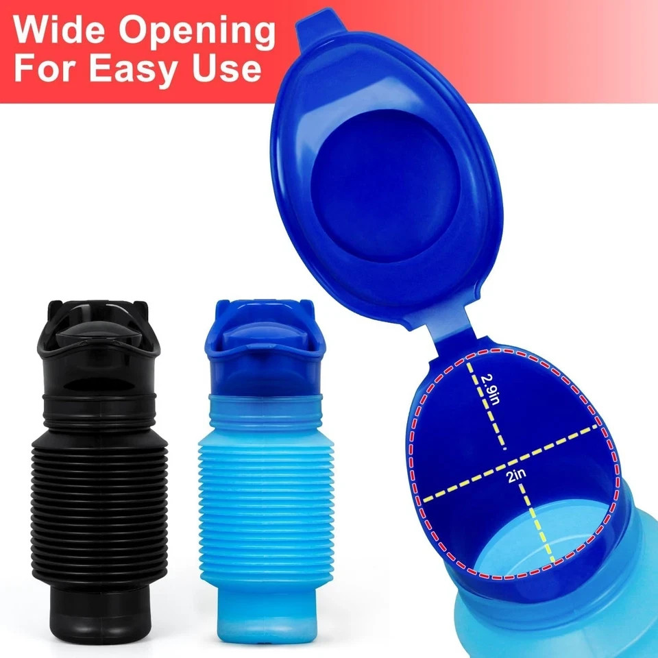 Portable Urinal Bottle 2 Pack 750ml Leakproof Car Travel Pee Bottle Blue Black