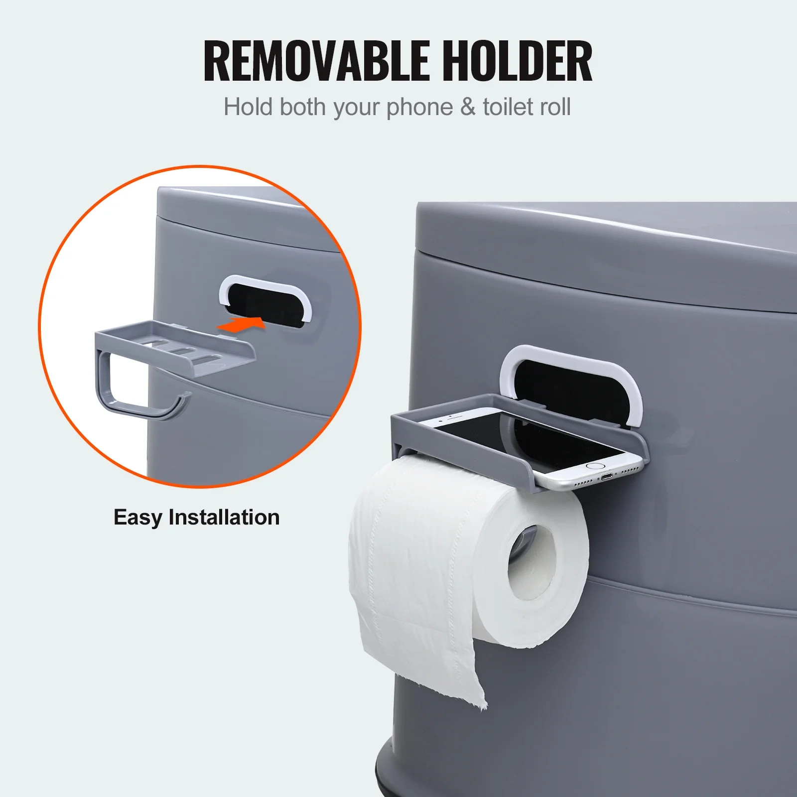 KFFKFF Portable Camping Toilet 1.3 Gal Inner Pail Tissue Holder