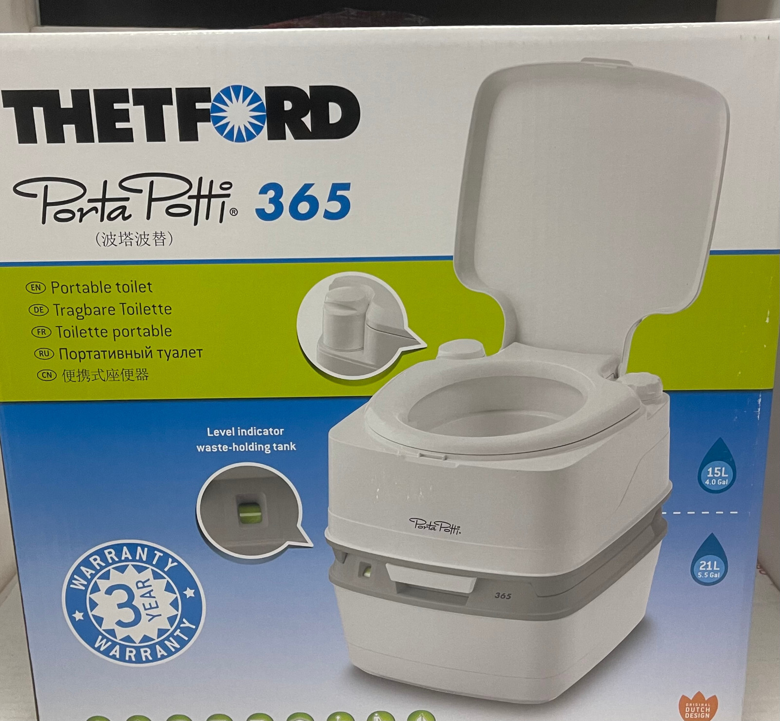 THETFORD 92820 PORTA POTTI 365 Portable Camping Toilet, RV Camper Trailer