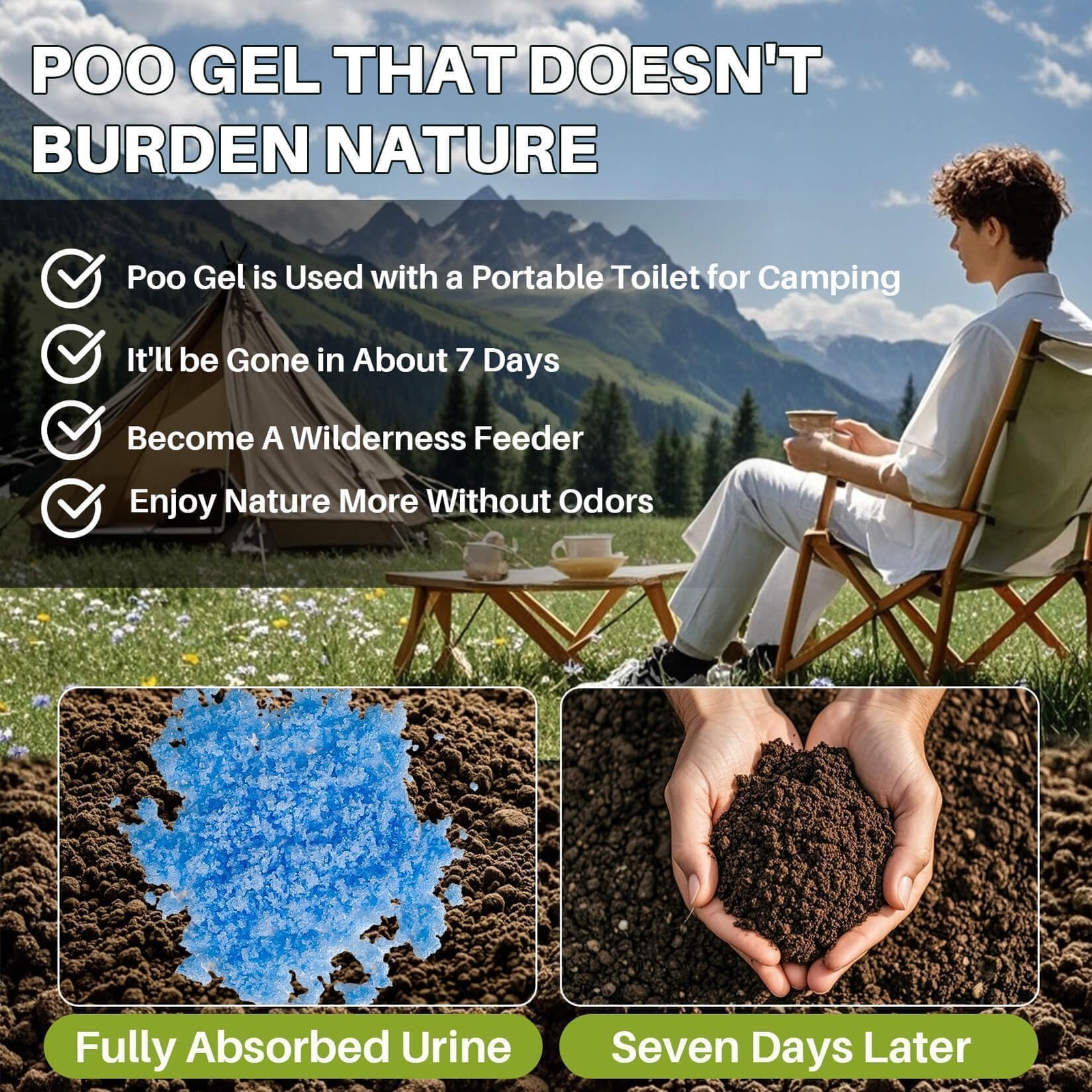 Portable Toilet Gel Toilet Essentials for Outdoor Camping and Hiking 28 Packs