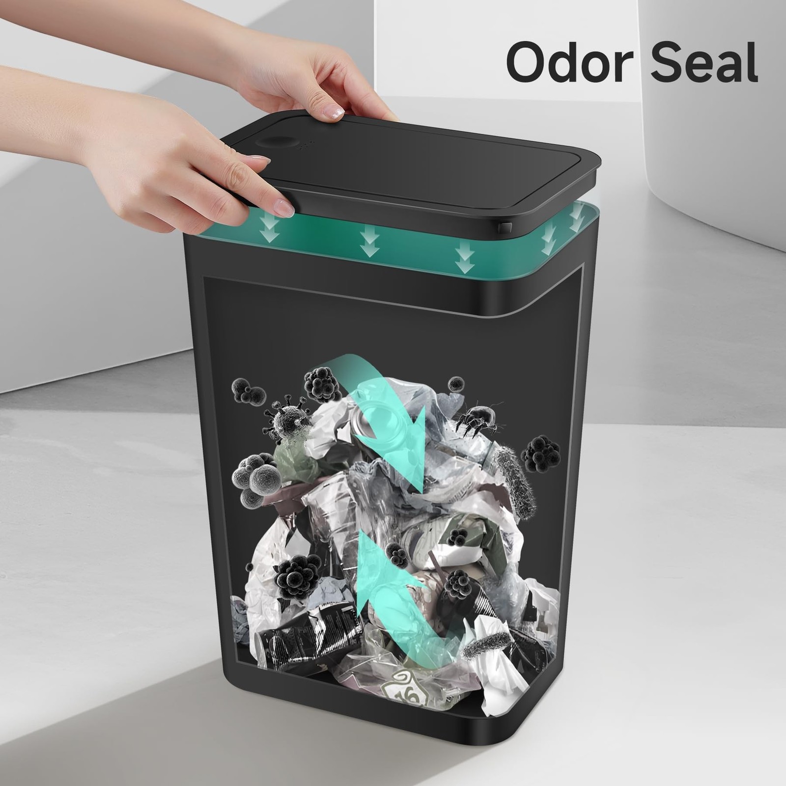TIPGO Bathroom Trash Can with Lid, 4 Gallon / 15 Liter Small Garbage Can, Pre…