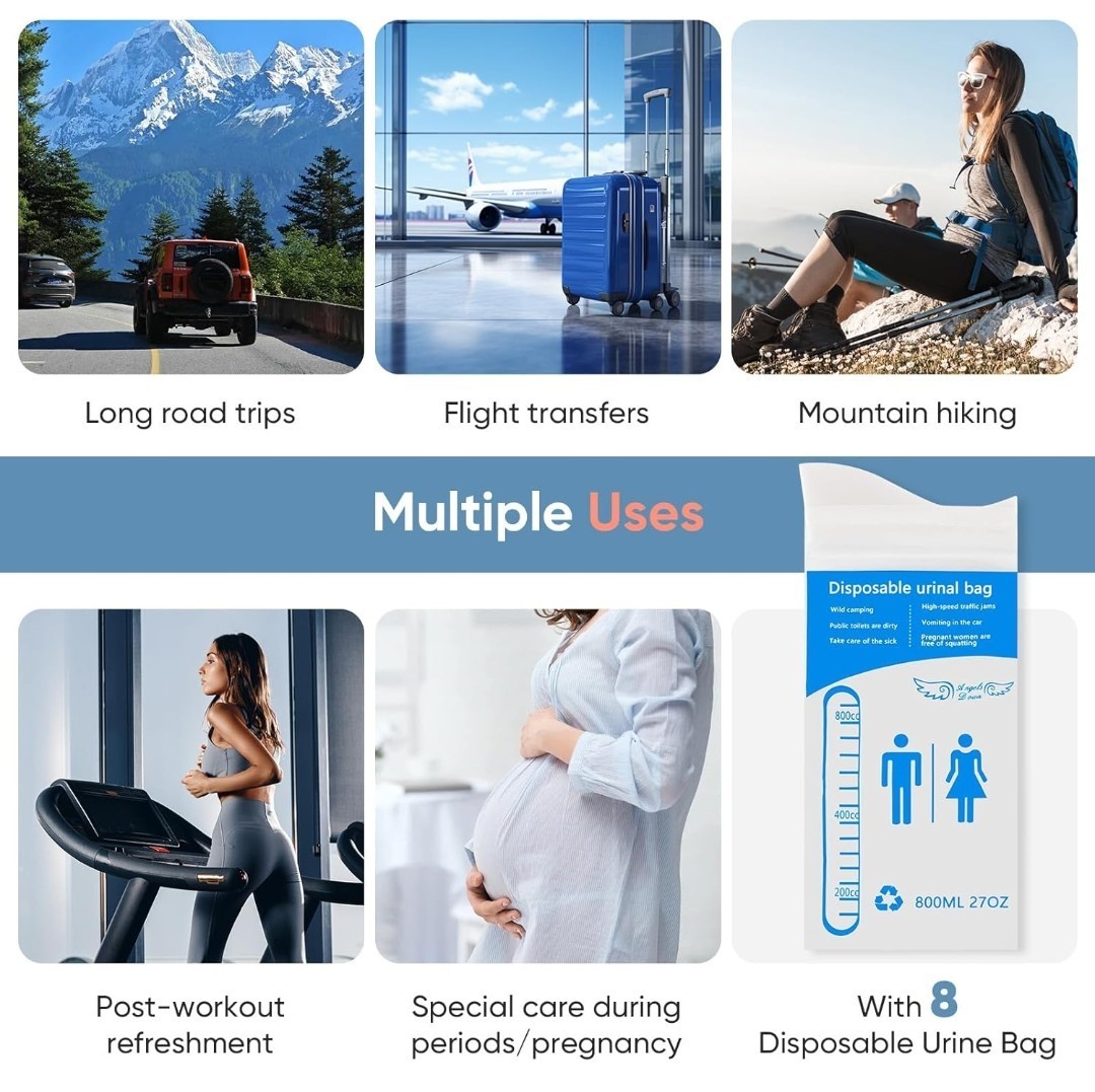 Portable Travel Bidet & 8 PCS Disposable Urine Bag, for Women/Men Baby Cleani…