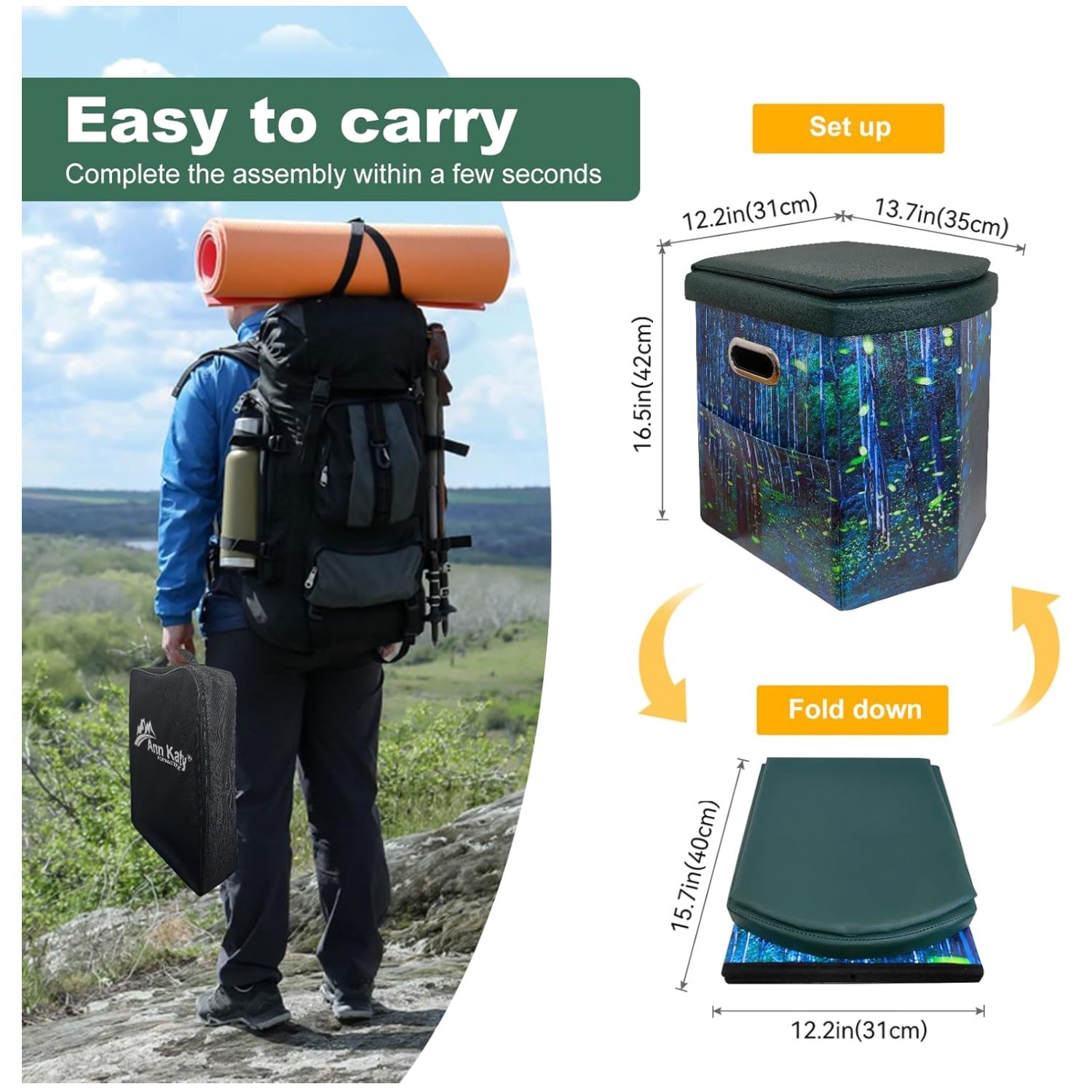 Multifunctional Outdoor Portable Toilet – 3-in-1 Design