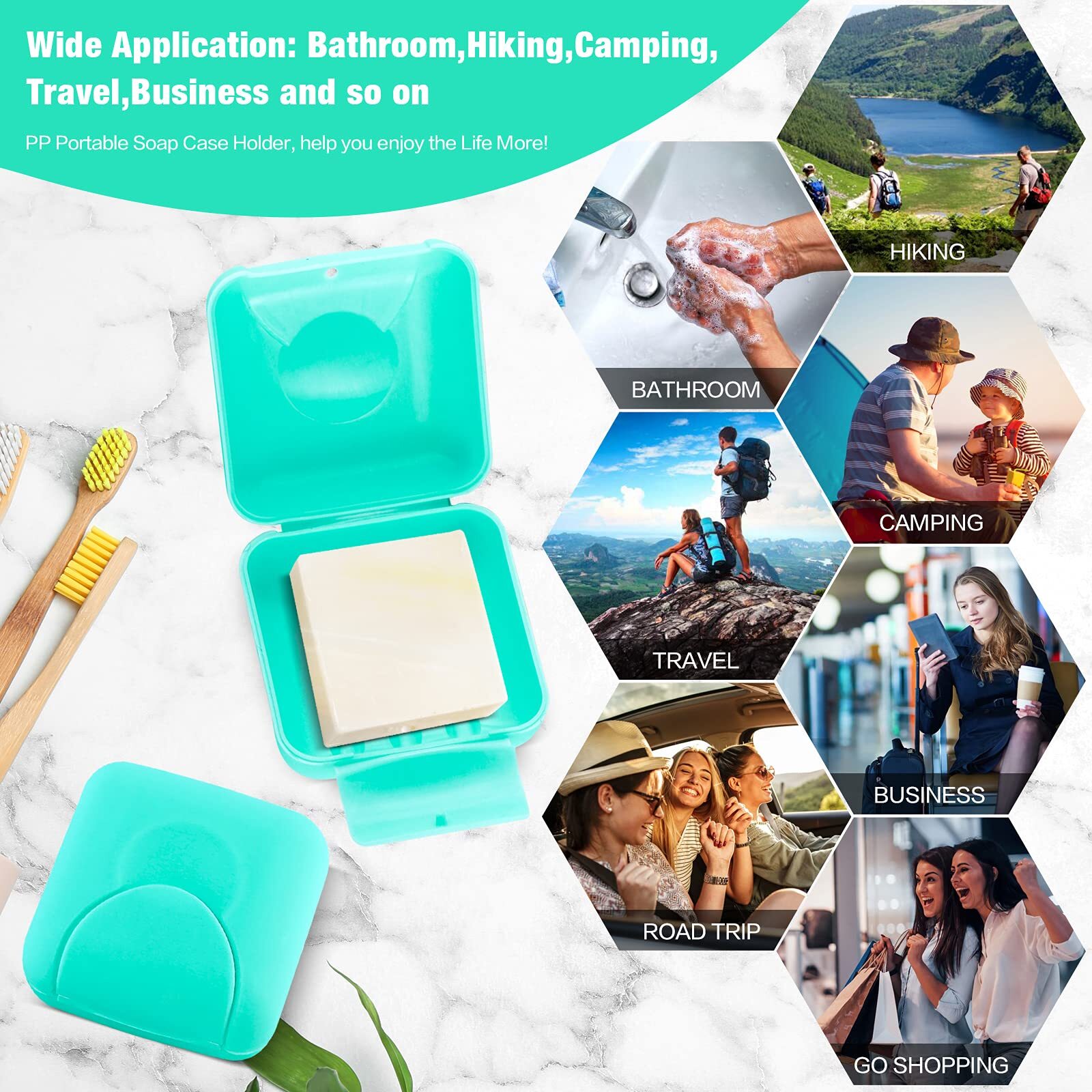 2 Pcs Small Size Plastic Soap Case Holder Container Box Home Outdoor Hiking Camp