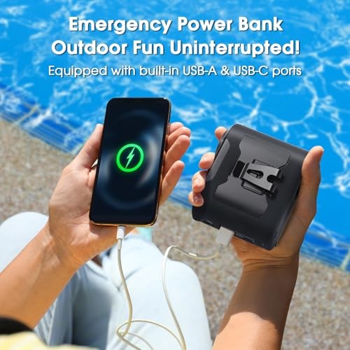 2025 Portable Waist Fan，Rechargeable Wearable Shirt Clip Fan with Light, Black