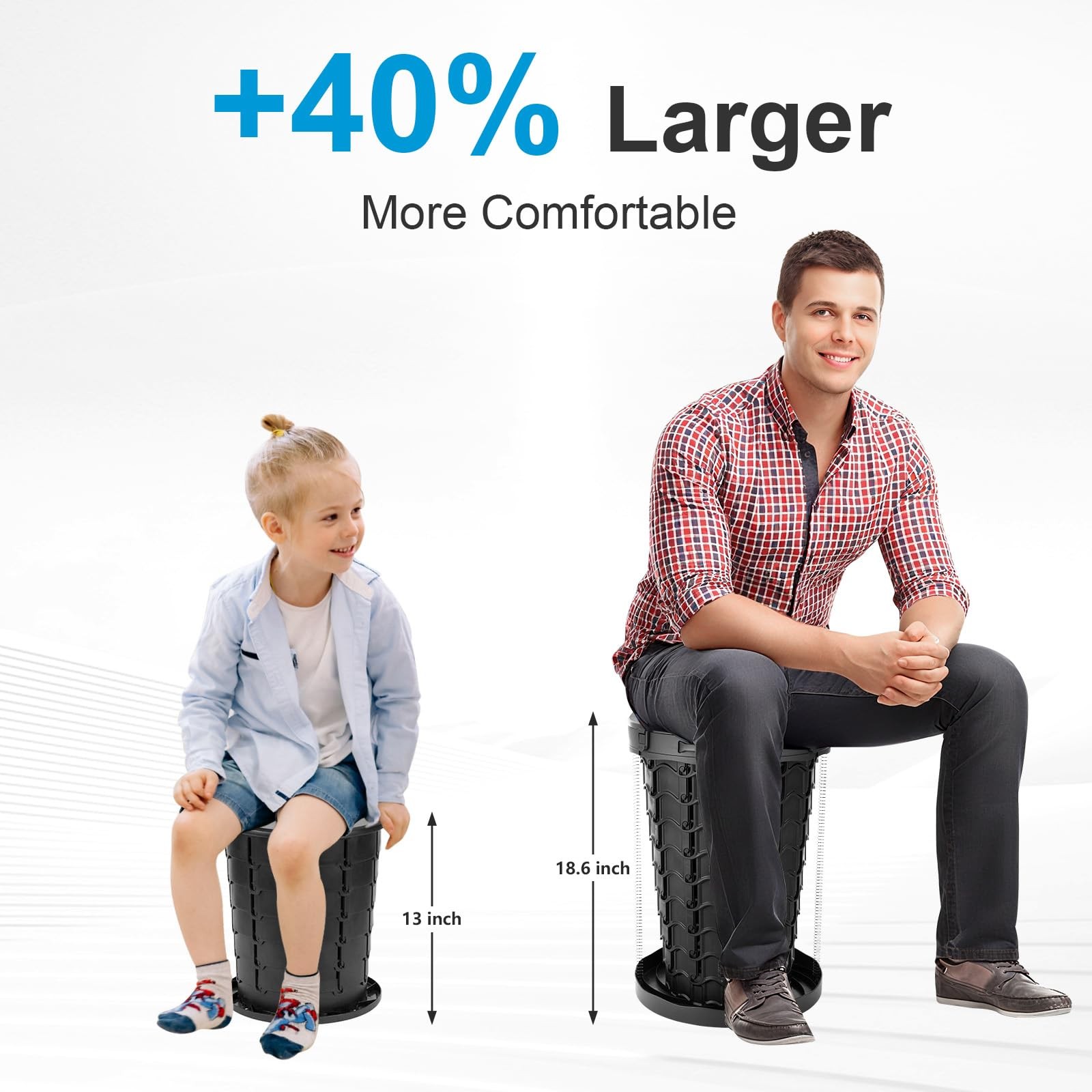 Upgrade Retractable Portable Toilet for Adults – 18.6″H Adjustable Height Cam…