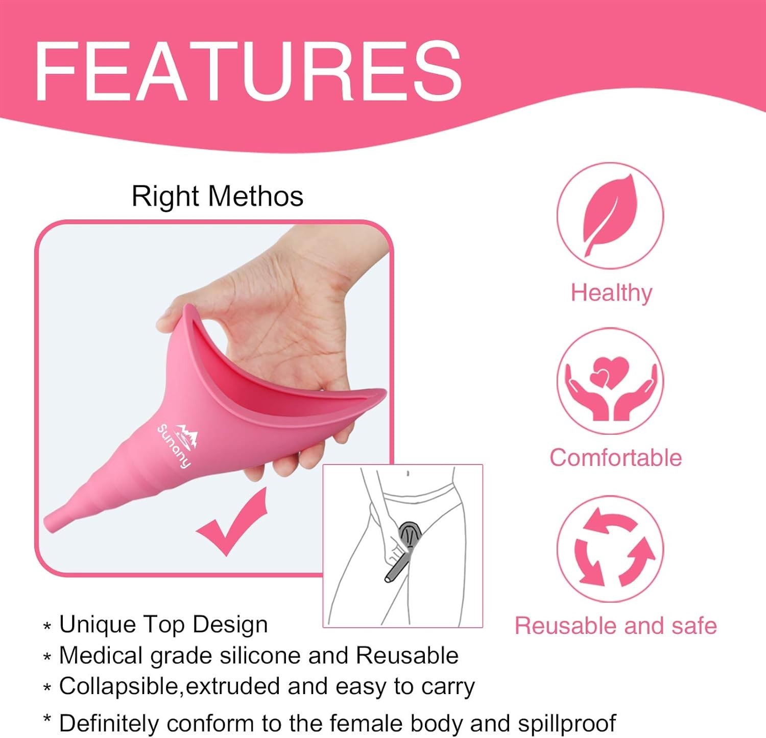 Versatile Reusable Urination Device – Women’s Silicone Funnel for Travel & More