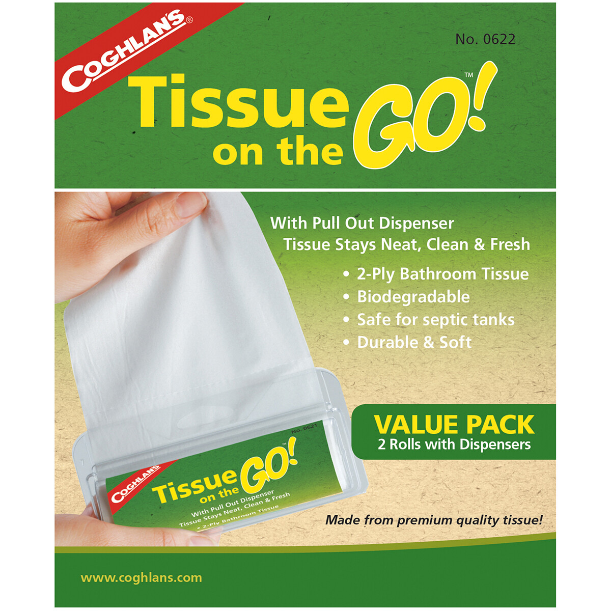 Coghlan’s Tissue On The Go! (2 Pack) Pocket Size w/ Dispensers, Camping Survival