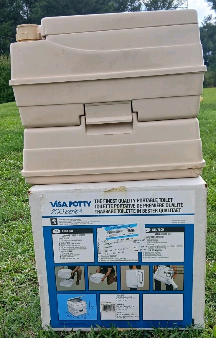 Visa Potty 248 – 200 Series Portable Toilet – 4 Gallons w/ Box – Defect READ