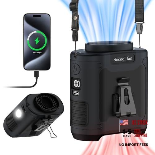 Socool Portable Waist Fan Clip on Wearable Belt Personal Fan 10000mAh Black