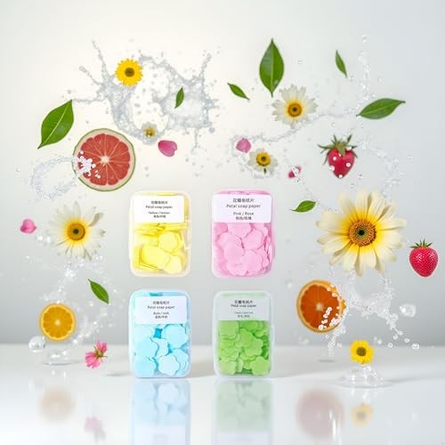 4 Boxes Paper Soap, 4 Random Different Scented Mini Portable Disposable Petal