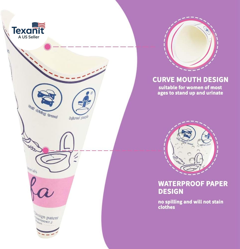 Disposable Female Urination Device, Portable Waterproof Paper Pee Funnel for Wom