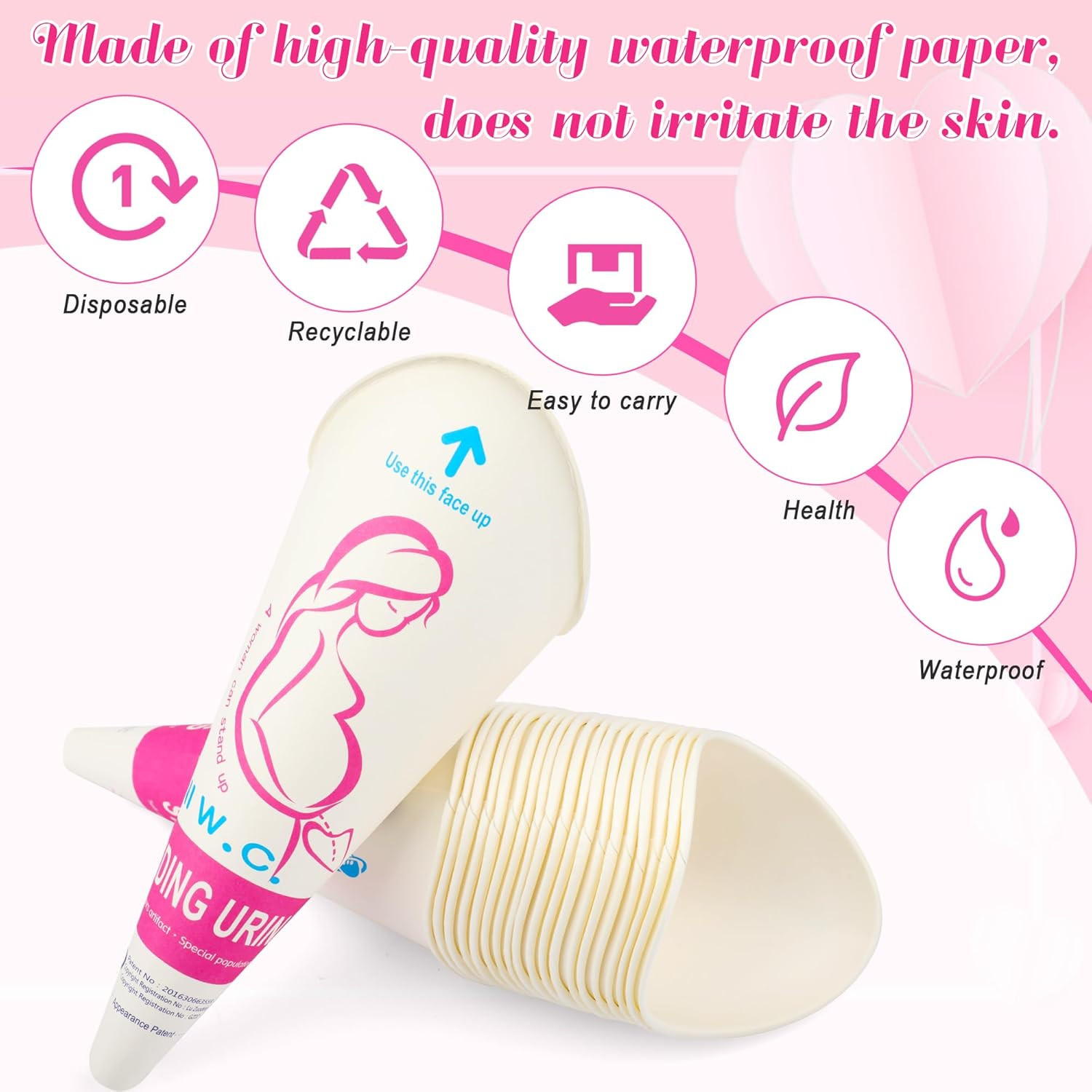 Luxiv 20 50 Pcs Disposable Female Urination Device, Portable Girl Urinal Funnel