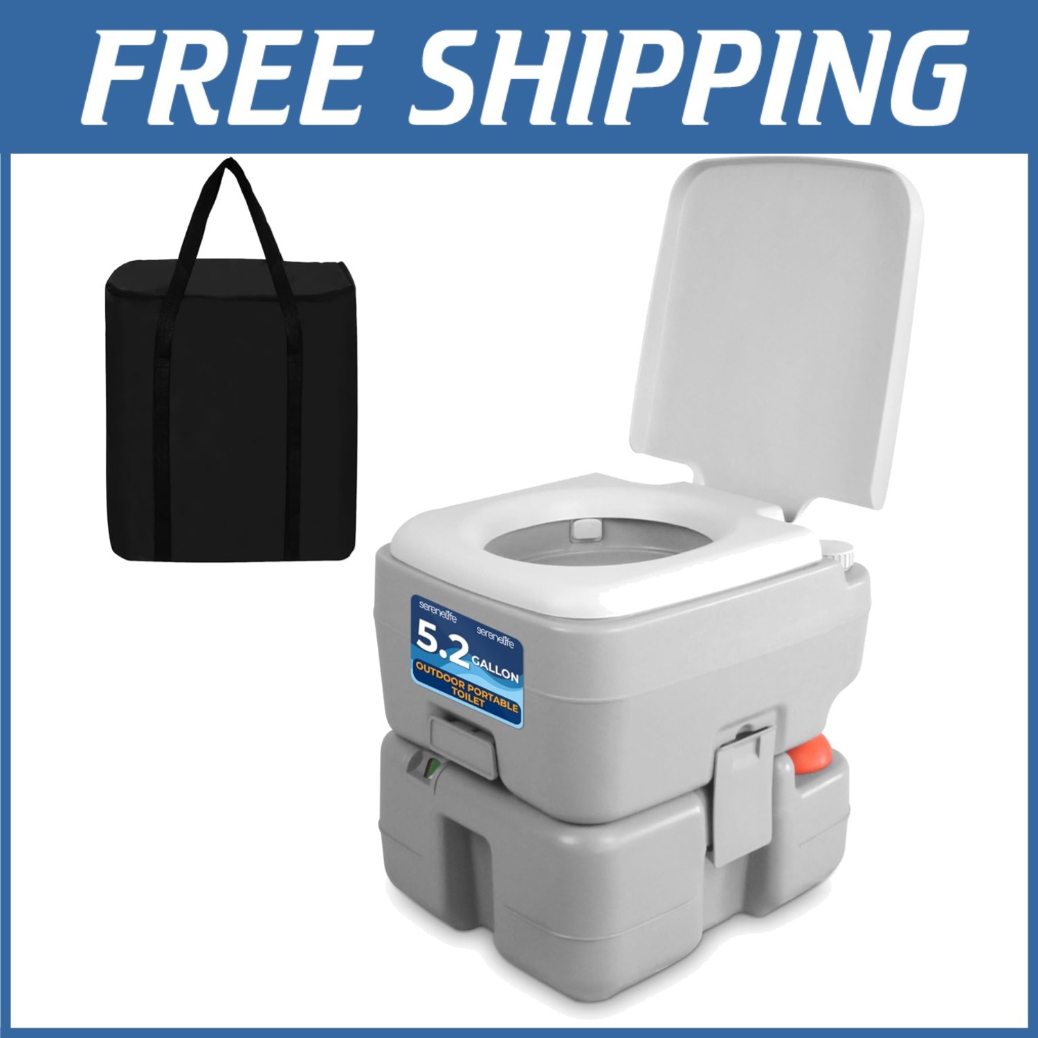 Easy-to-Clean Camping Toilet with Level Indicator~-