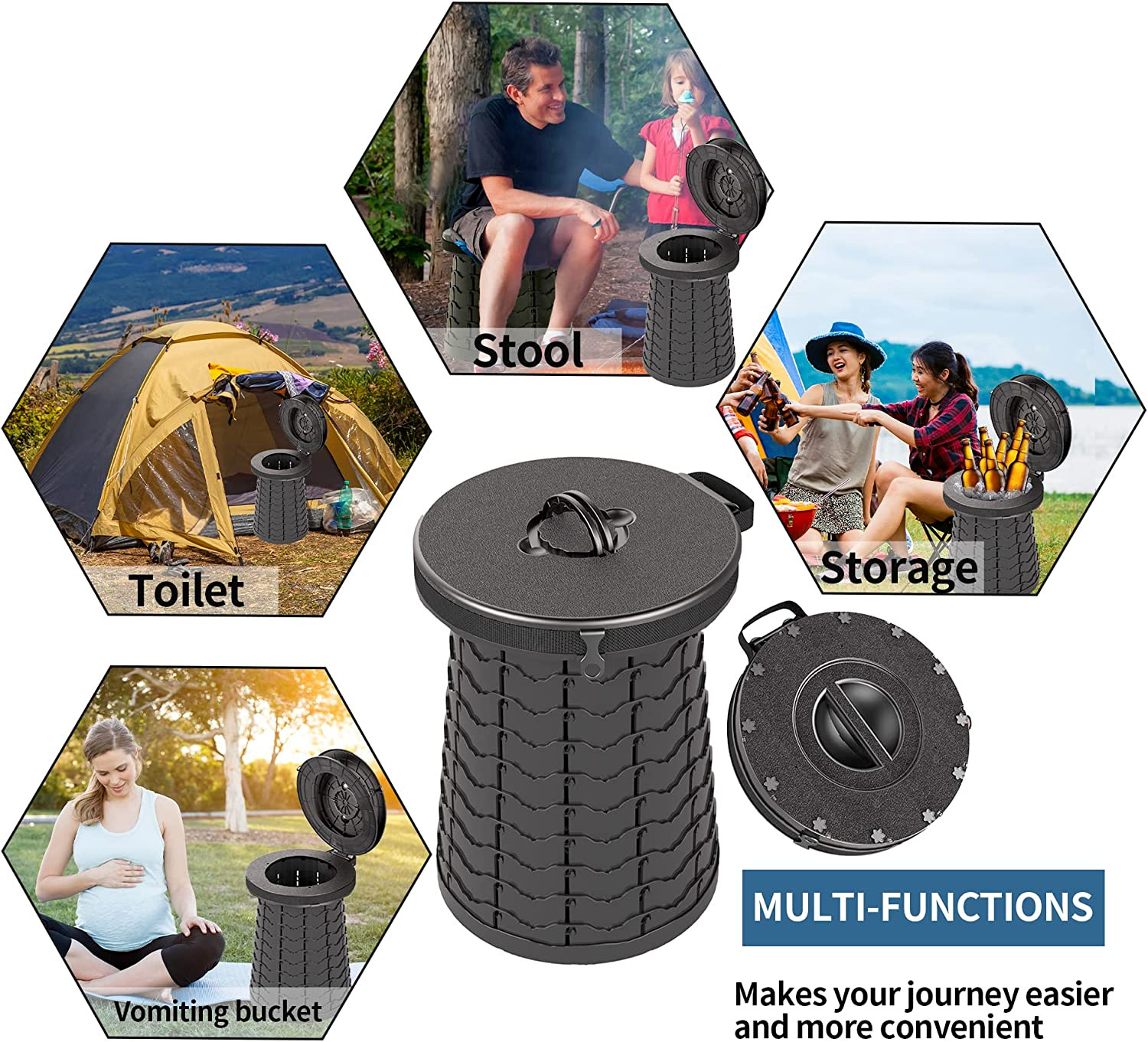 Retractable Portable Toilet for Camping,Folding Adjustable Height Kids onThe Go