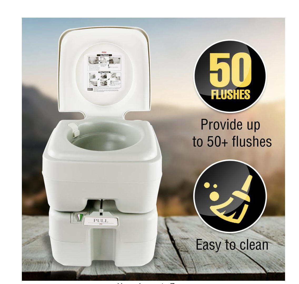 SereneLife 5.3 Gallon Portable Outdoor and Travel Toilet, 3-Way Flush Nozzle