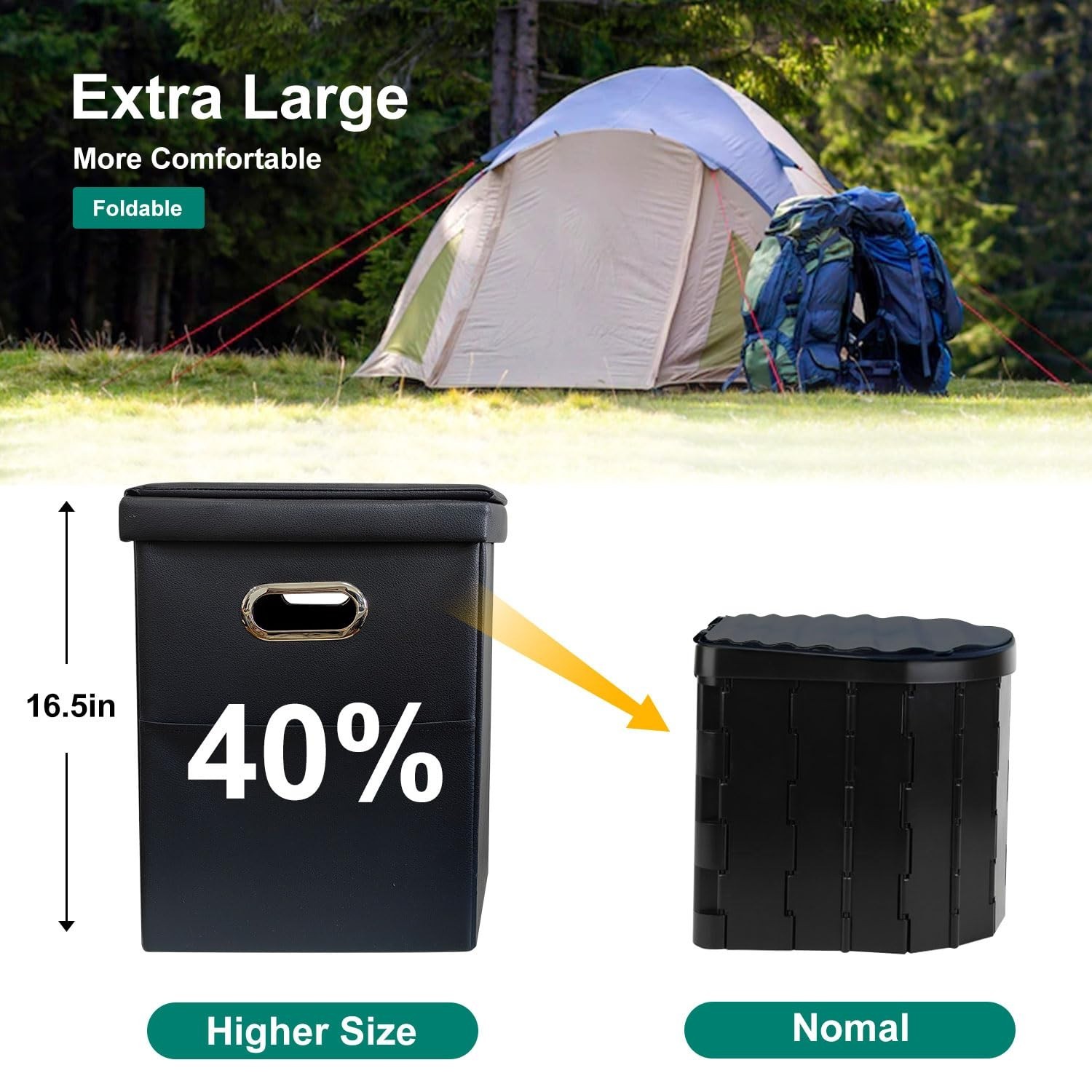 XL Portable Toilet for Adults & Kids – Travel Folding Camp Toilet with Lid, Comp