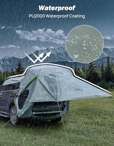 SUV Tailgate Tent with Three Sides Awning and Poles, Water Resistant SUV