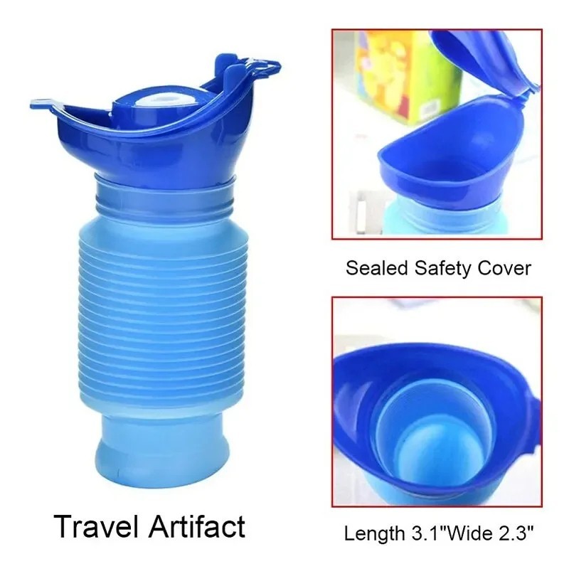Portable Urinal Bottle 750ml Leakproof Car Travel Pee Bottle Blue Black