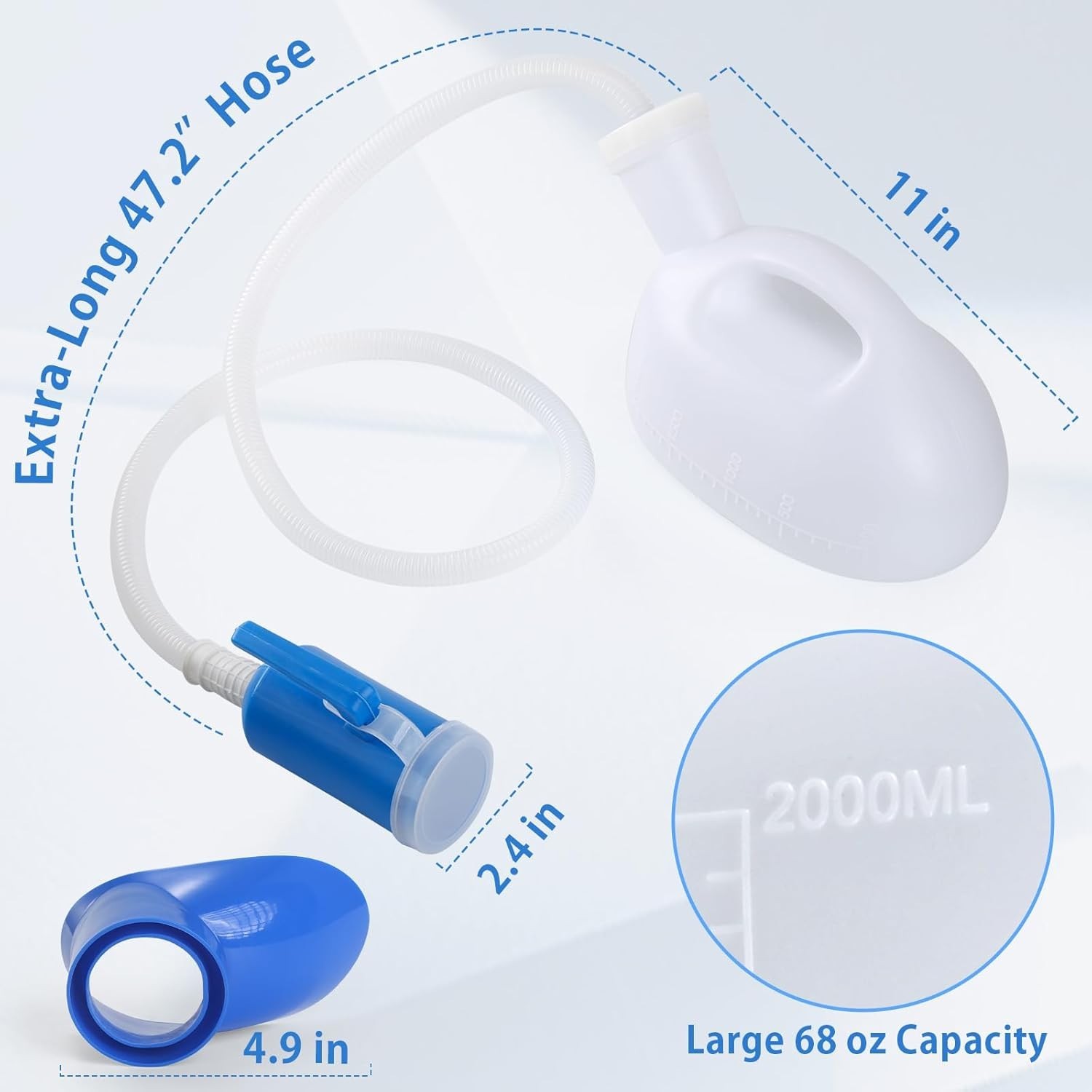 Female Urinal 2000ML Portable Pee Bottle Urinal for Women Hospital