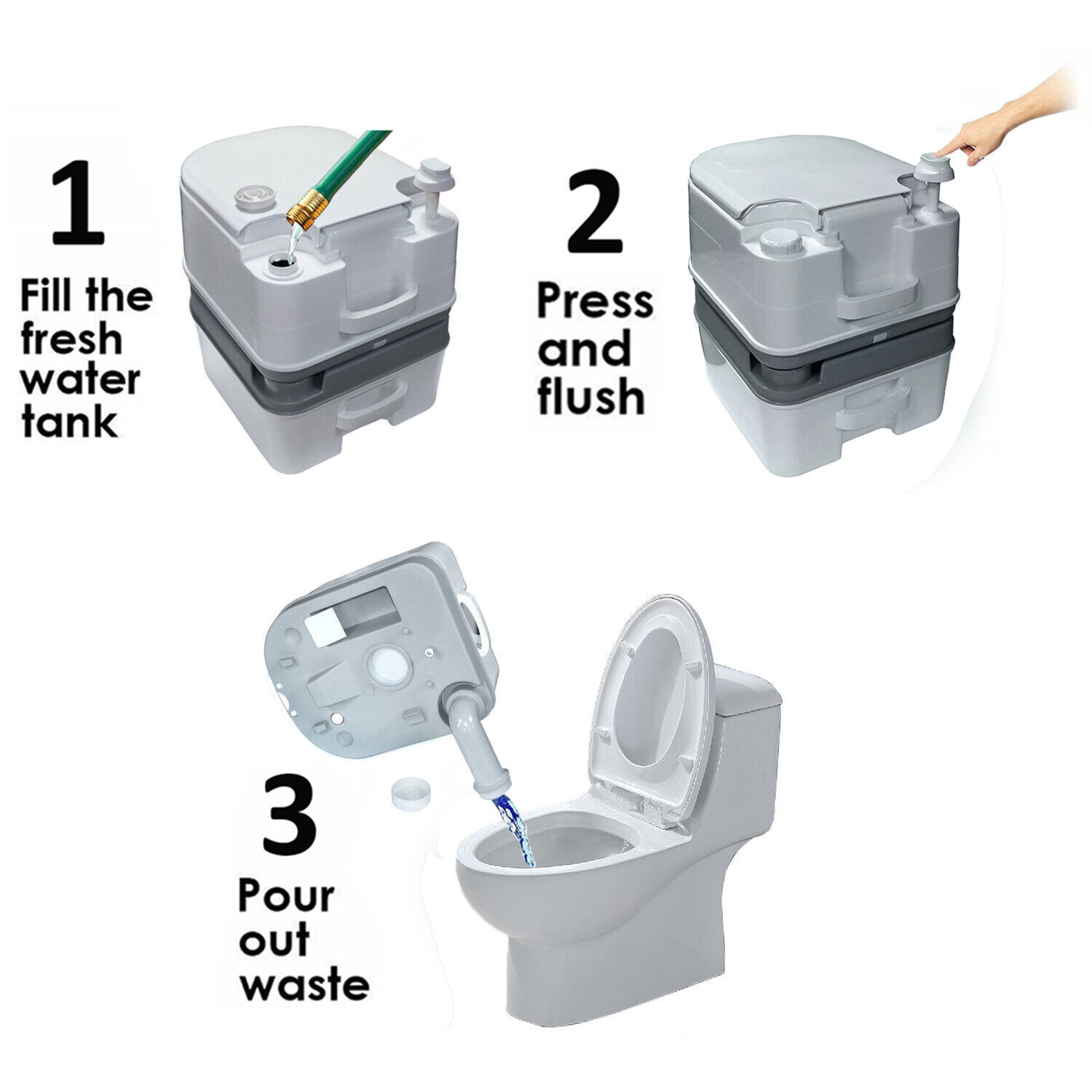 Portable Toilet 24L 6 Gallon Flush Travel Camping Outdoor/Indoor Commode Potty