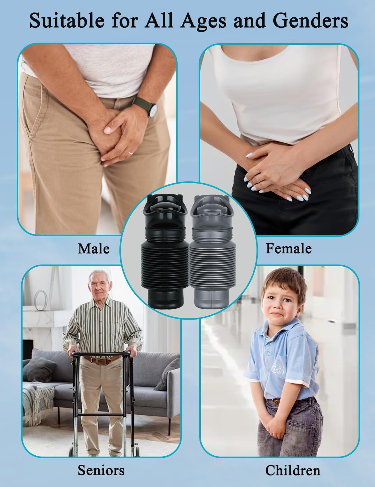 2-PC 750Ml Leakproof Collapsible Pee Sport Pee Bottle for Men, Reusable Travel U