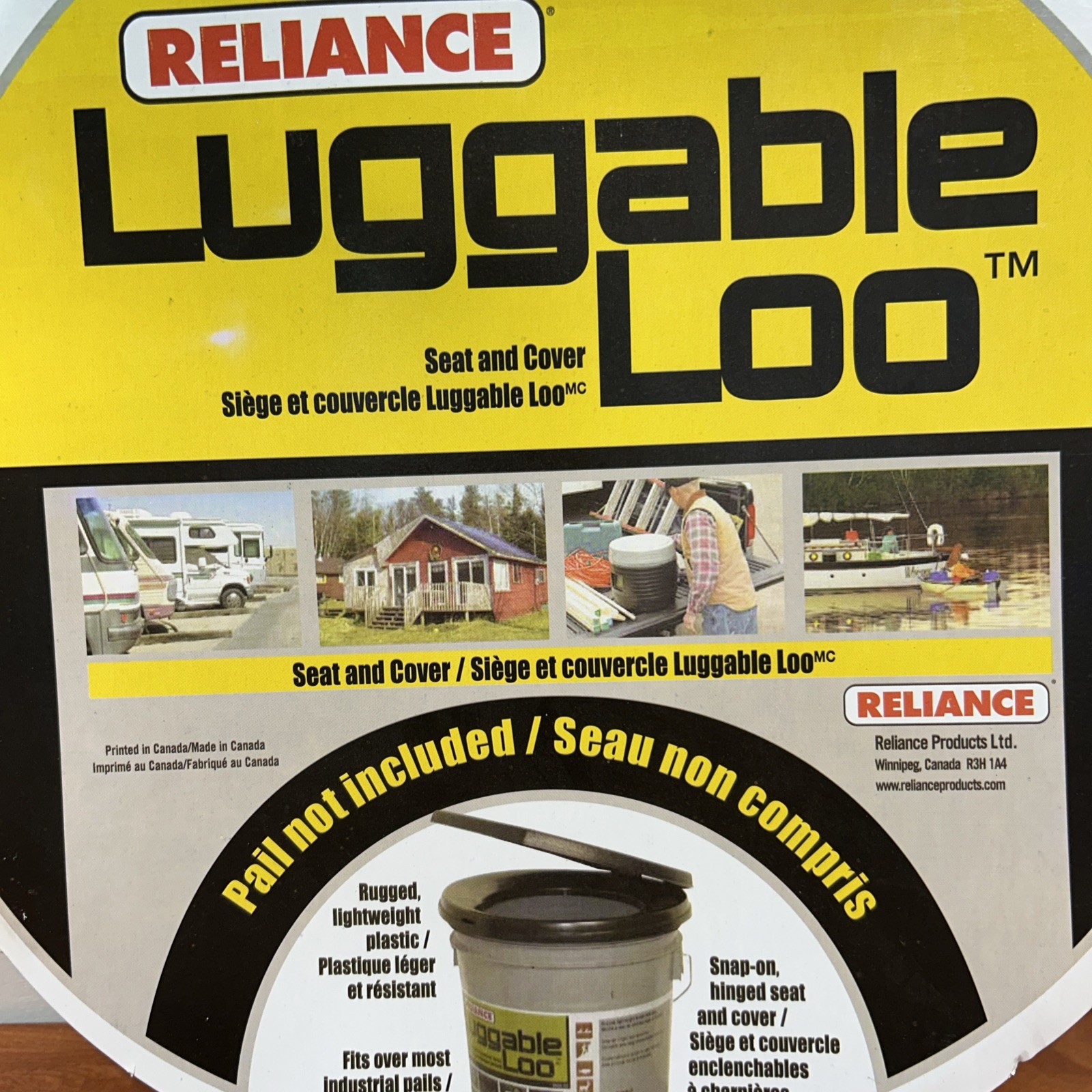 RELIANCE LUGGABLE LOO PORTABLE BLACK TOILET SEAT AND COVER -PAIL NOT INCLUDED JD