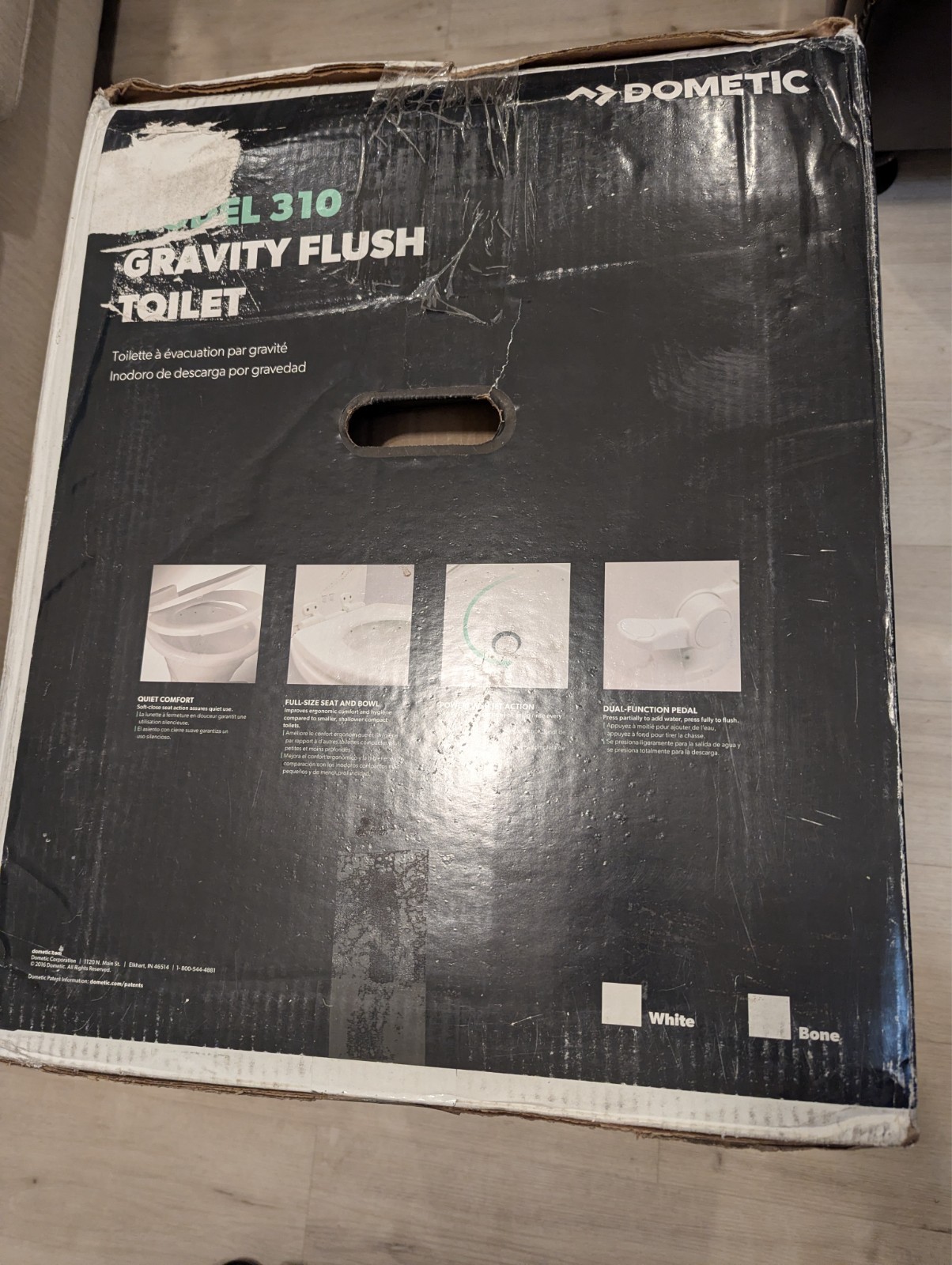 Dometic 310 Porcelain Gravity-Flush Toilet- White 9108923941 WSC/RT/White *Read